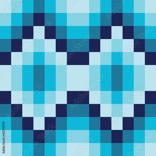 Blue rectangle mosaic tiles seamless vector pattern. Geometric vector pattern. Different shades of blue rectangle vector background.