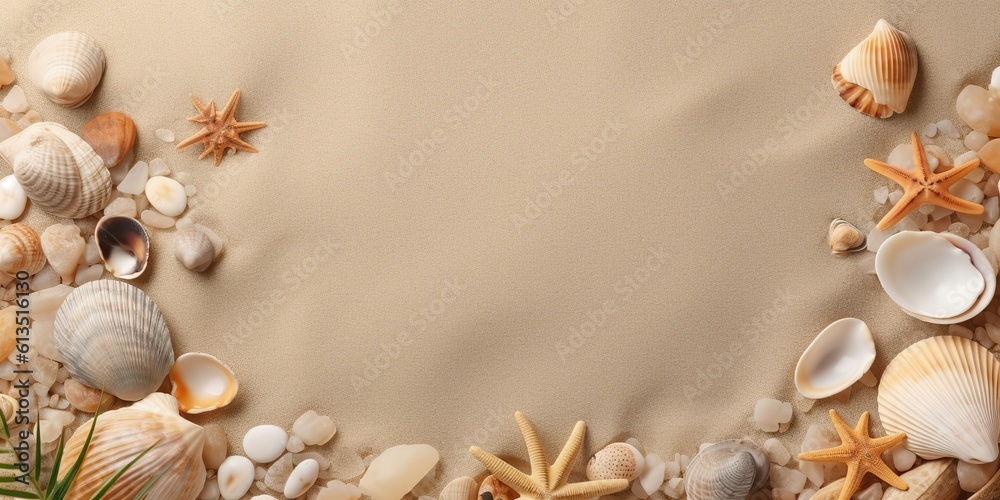 Obraz premium AI Generated. AI Generative. Sand beach vacation mockup navy marine nautical theme. Graphic Art