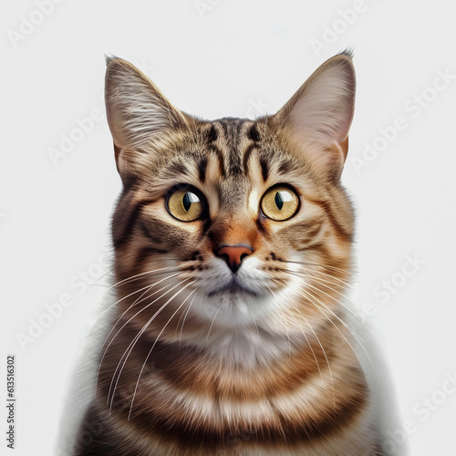 Portrait of Tabby cat looking at the camera isolated on white background © The Stock Guy
