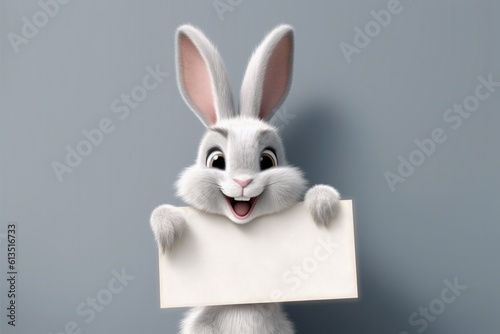 Cute Bunny Rabbit Holding a Sign for Copy © JJAVA