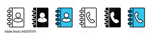 Address and contact book icon. Phone book icon. User profile book icon symbol in line and flat style on white background with editable stroke for apps and websites. Vector illustration EPS 10