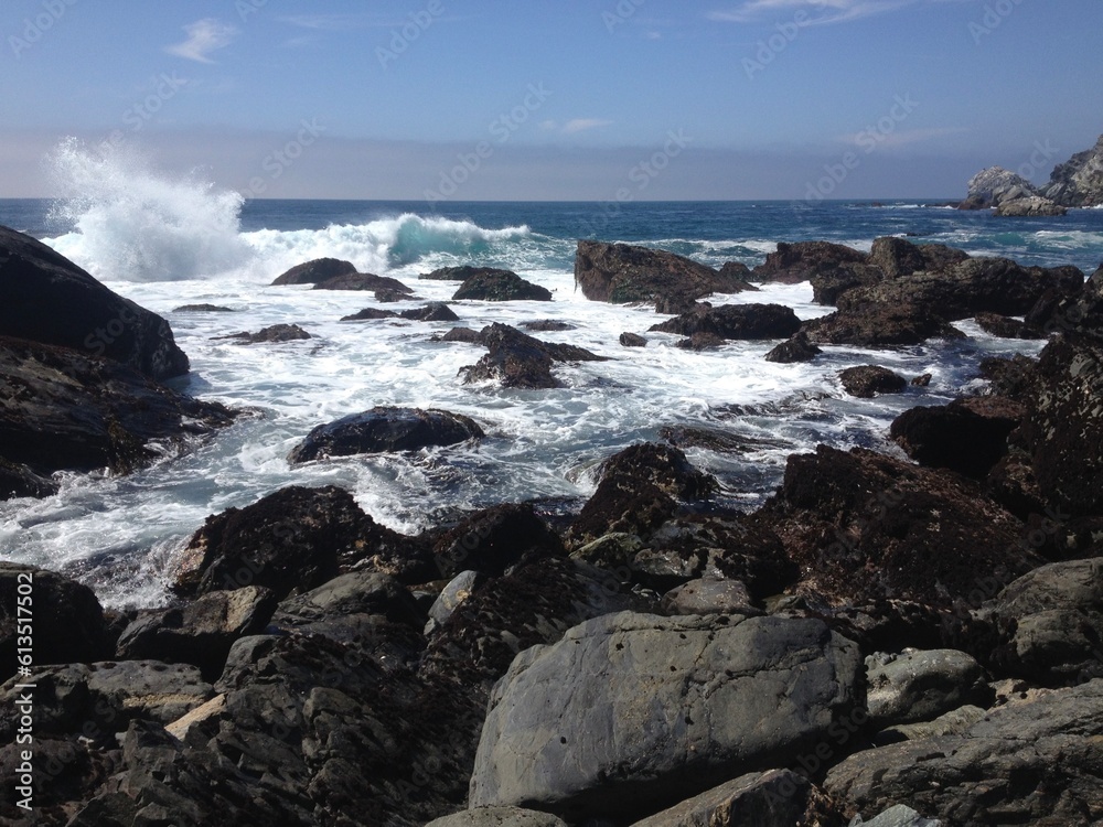 Waves Crashing in at Jade Cove, Pacific Ocean Coastline Waves Crashing in at Jade Cove, Pacific Ocean Coastline