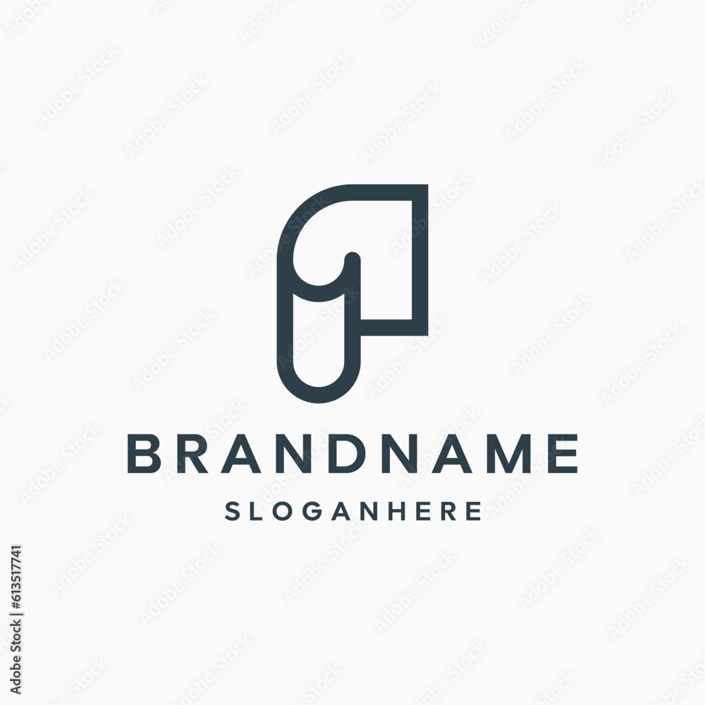 Modern Simple Letter P, negative I and Paper Logo designs Modern Simple Letter P, negative I and Paper Logo designs