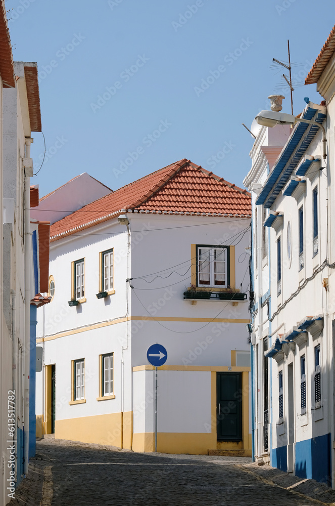 Calm scene with a junction in Ericeira, Portugal, on a sunny day