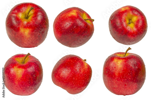 Set of ripe red apples isolated on a white background.