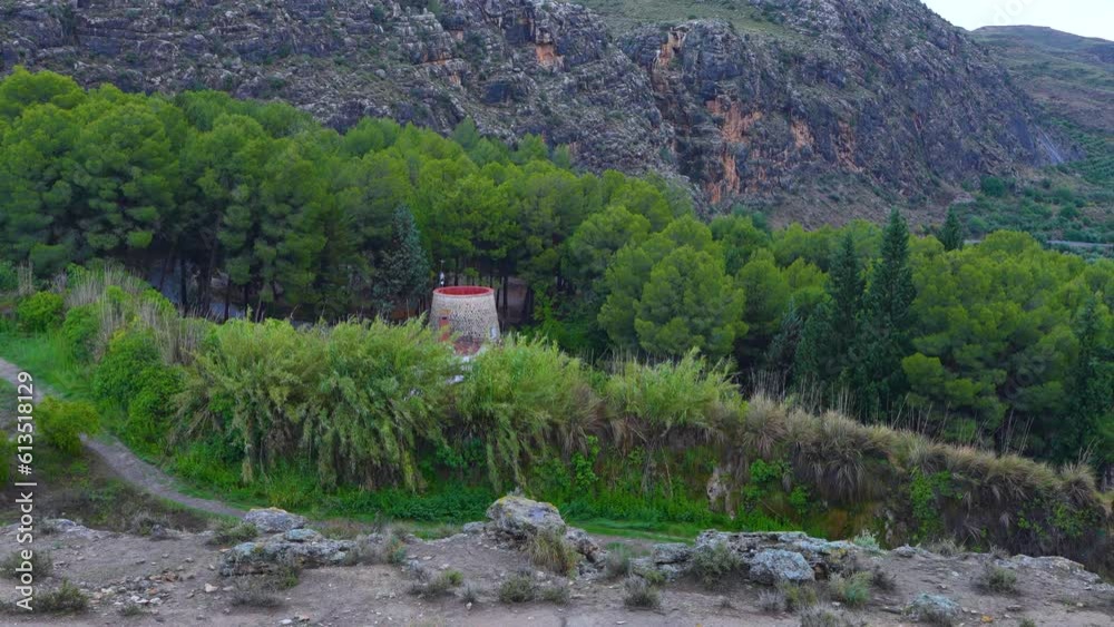 Landscape in the surroundings of the Alicún de las Torres Spa and the Toril ditch and the Alicún dolmens. Geopark of Granada, Geopark of Gorafe. Grenada Province. Andalusia. Spain. Europe Landscape in the surroundings of the Alicún de las Torres Spa and the Toril ditch and the Alicún dolmens. Geopark of Granada, Geopark of Gorafe. Grenada Province. Andalusia. Spain. Europe