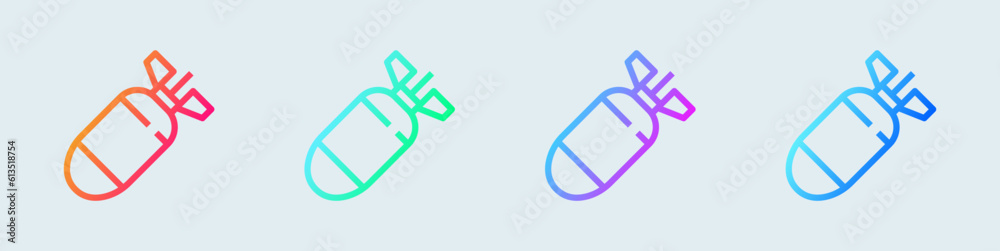 Nuclear line icon in gradient colors. Bomb signs vector illustration.