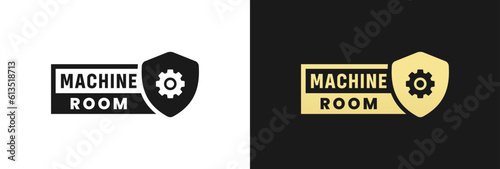 Machine room sign or Machine room symbol vector isolated in flat style. Best Engine Room Sign Inside Military Warship. Direction Sign. Label for engine or machine room sign.