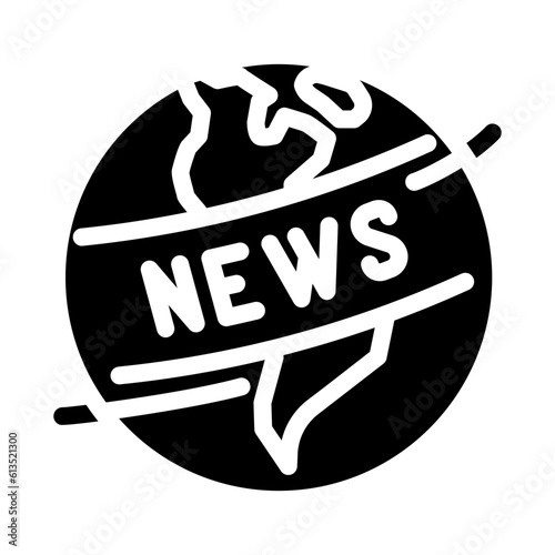 globe news media glyph icon vector. globe news media sign. isolated symbol illustration