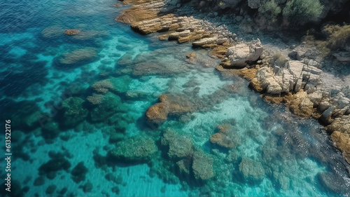 An aerial view of the beautiful Mediterranean sea. Generative Ai