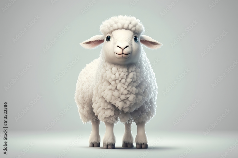 Fototapeta premium Cute sheep on light background, illustration generative AI