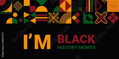 Vector illustration abstraction geometric shapes for poster, card, banner, background. Black History Month and African American History. Celebrated annual in Great Britain and USA.