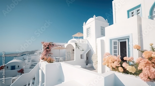 The traditional architecture of Santorini. Generative Ai