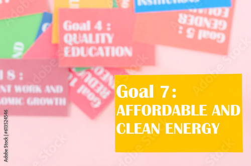 Wallpaper Mural The Goal 7: Affordable and clean energy. The SDGs 17 development goals environment. Environment Development concepts. Torontodigital.ca