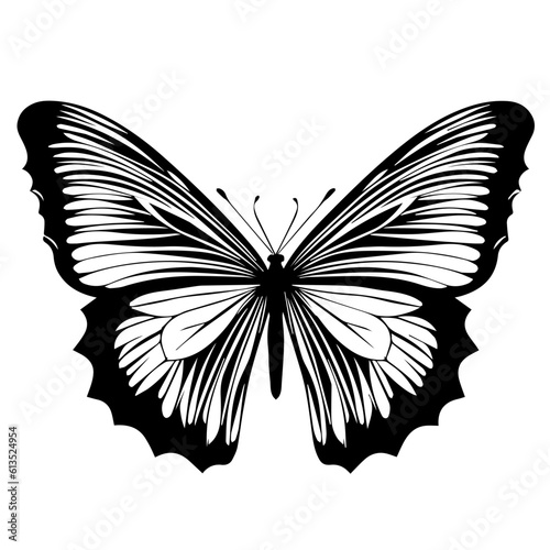 butterfly tattoo totem vector icon, illusions pattern wings.