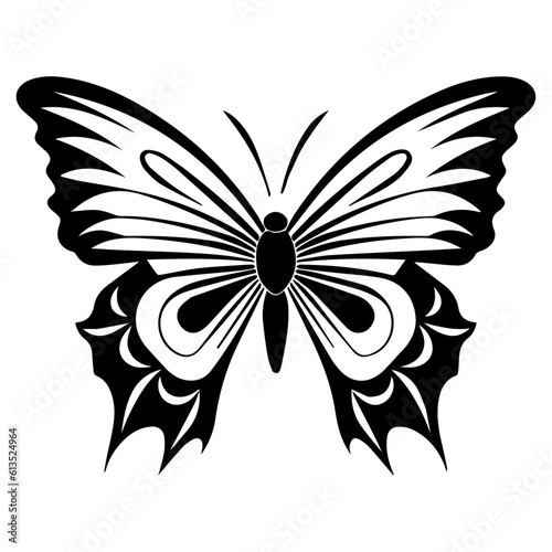 butterfly tattoo totem vector icon, illusions pattern wings.