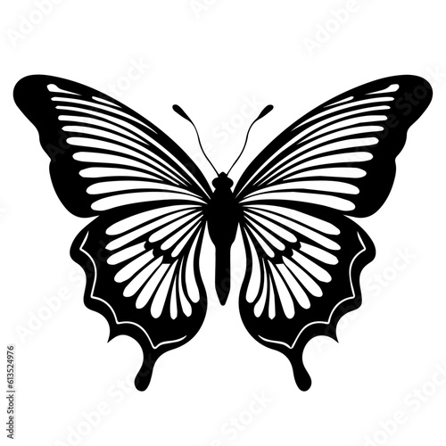 butterfly tattoo totem vector icon, illusions pattern wings.