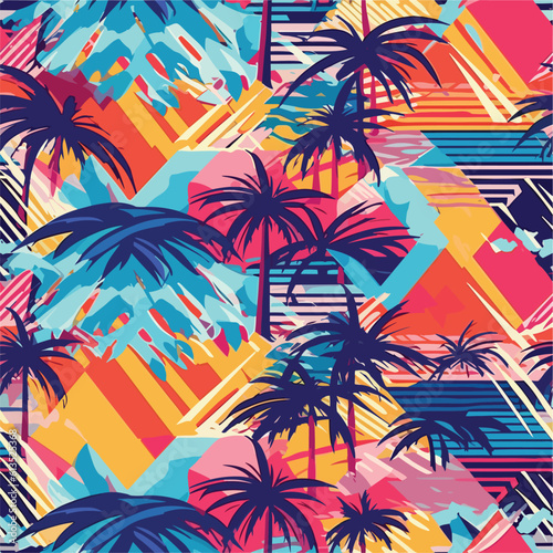 Seamless Colorful Hawaii Palms Pattern. Seamless pattern of Hawaii Palms in colorful style. Add color to your digital project with our pattern!