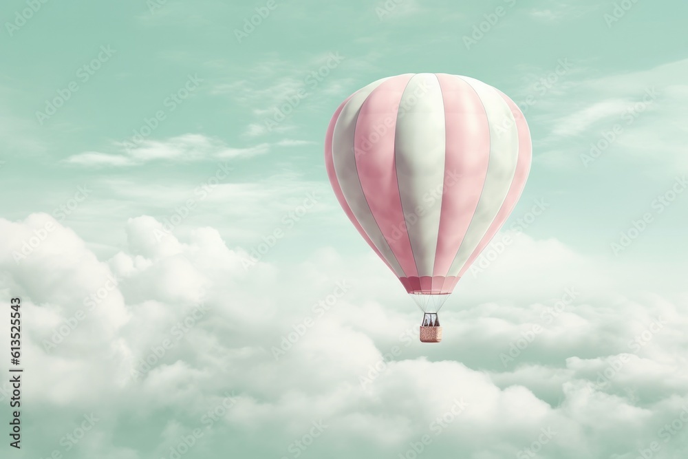 Fototapeta premium hot air balloon floating in a clear blue sky