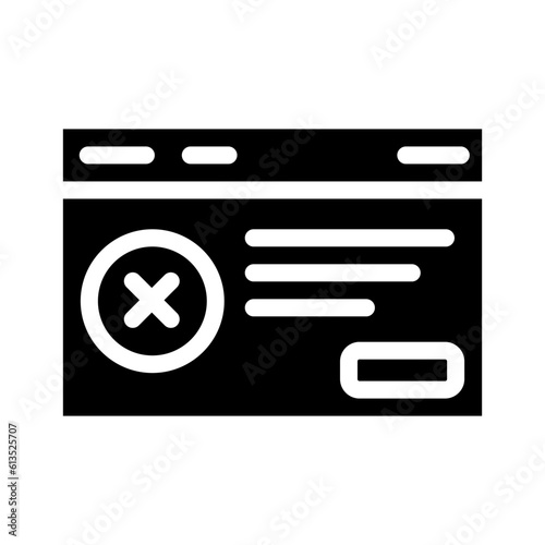 certificate disapprove glyph icon vector. certificate disapprove sign. isolated symbol illustration