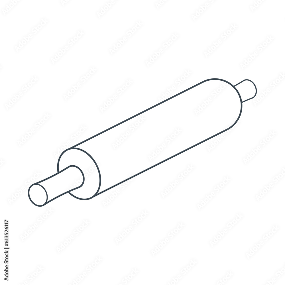 Dishes. Dough rolling pin. Line art. Dishes. Dough rolling pin. Line art.