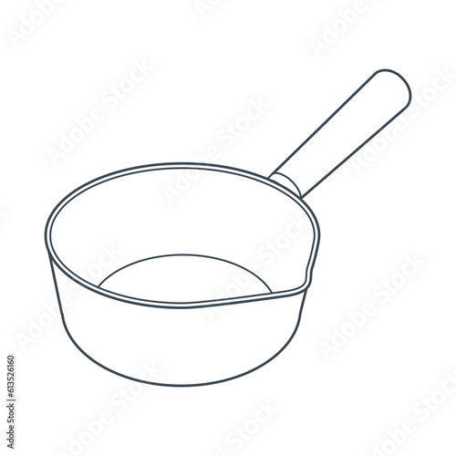 Dishes. A saucepan with a long handle. Line art.