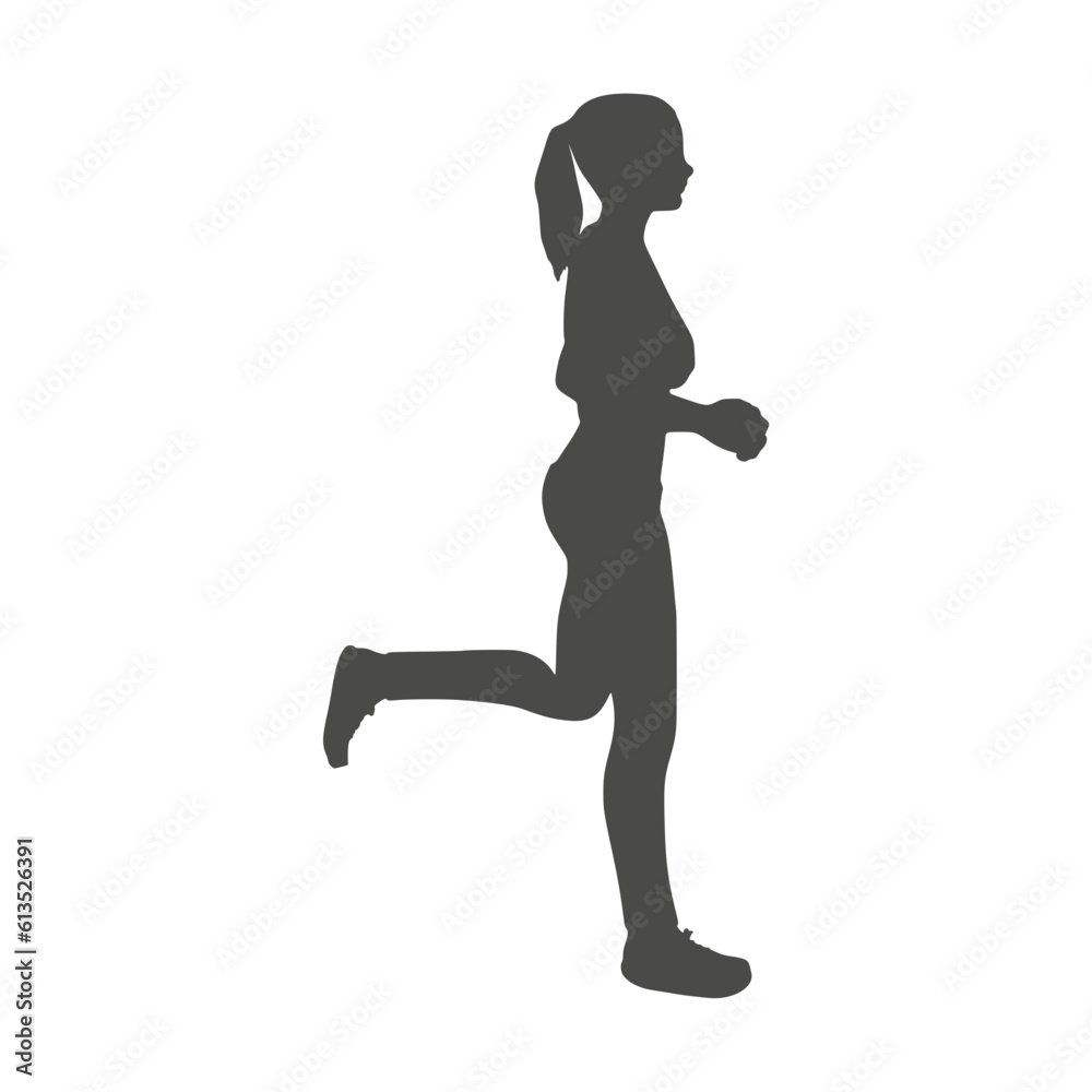 Running woman. Sport girl illustration. Young woman silhouette. Sport fashion girl