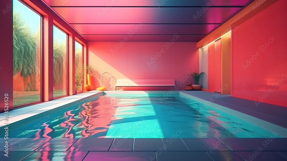 Swimming pool in spa resort. Generative Ai