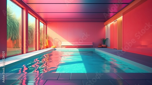 Swimming pool in spa resort. Generative Ai