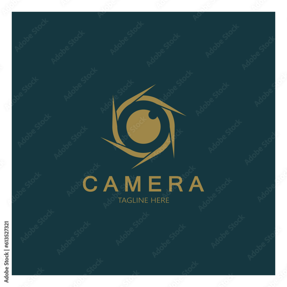 Fototapeta premium photography camera logo icon vector design template isolated on black background