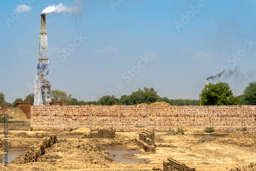 India, sight of kilns producing bricks