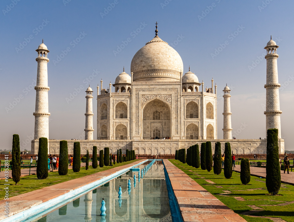 Fototapeta premium Taj Mahal India, Agra march 29 2023 7 world wonders