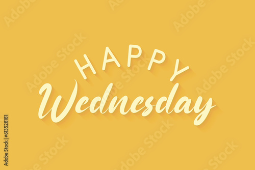 Happy Wednesday greeting text isolated on bright yellow background. vector illustration