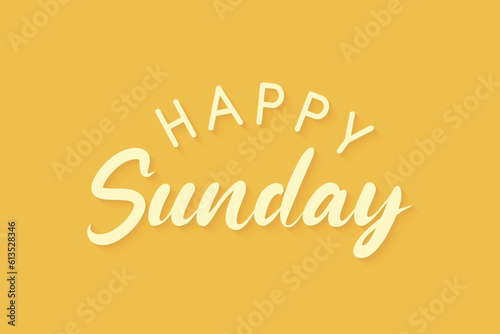 Happy Sunday greeting text isolated on bright yellow background. vector illustration