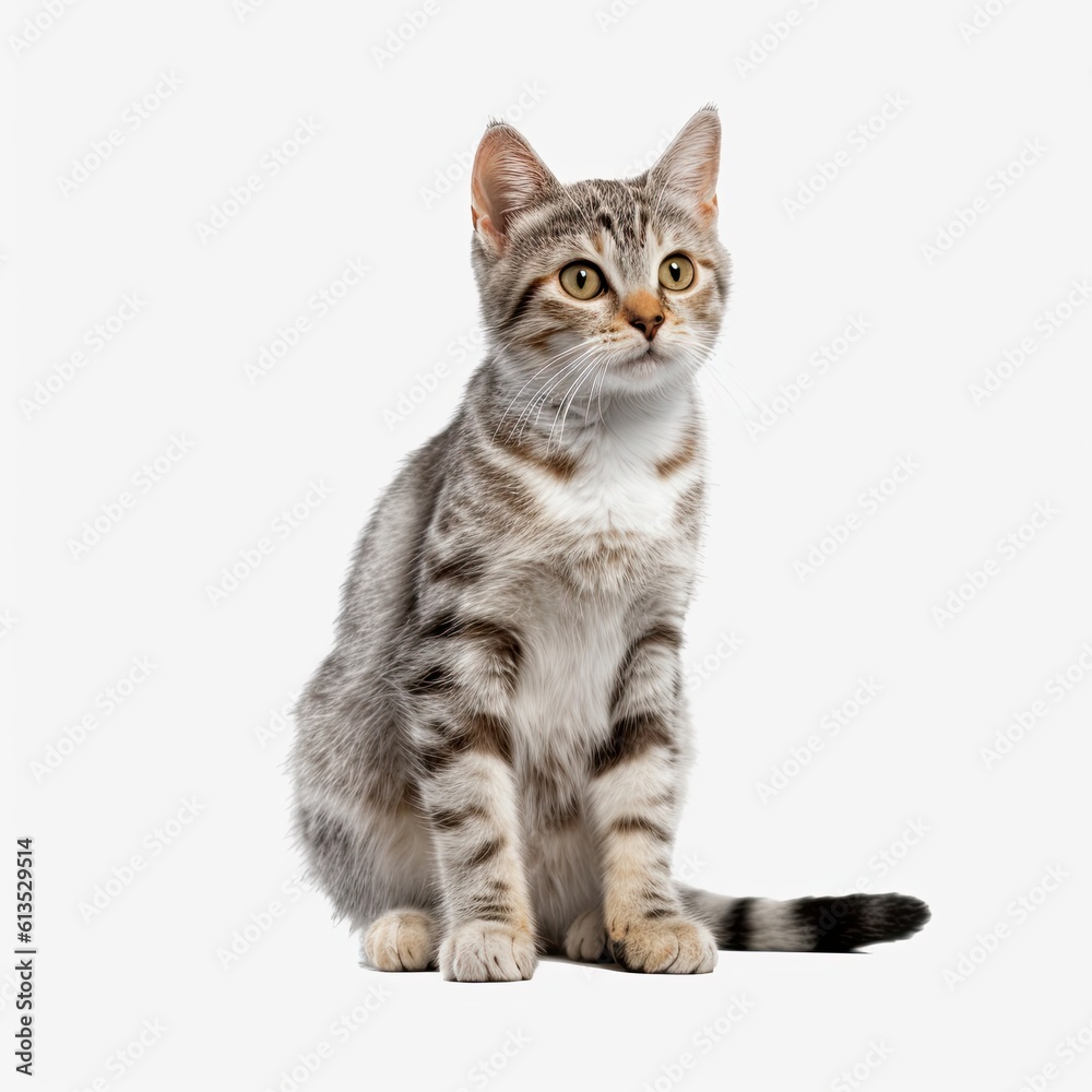 Fur-Ever Friend: Adorable White American Wirehair Cat Sitting Isolated Against Invisible Background, Generative AI Fur-Ever Friend: Adorable White American Wirehair Cat Sitting Isolated Against Invisible Background, Generative AI