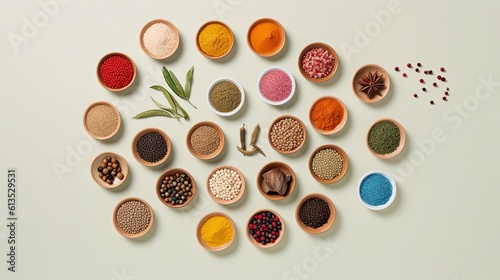 Spice Up Your Life! Different Herbs & Spices in a Bowl, Perfect for Text and Illustrations, Generative AI