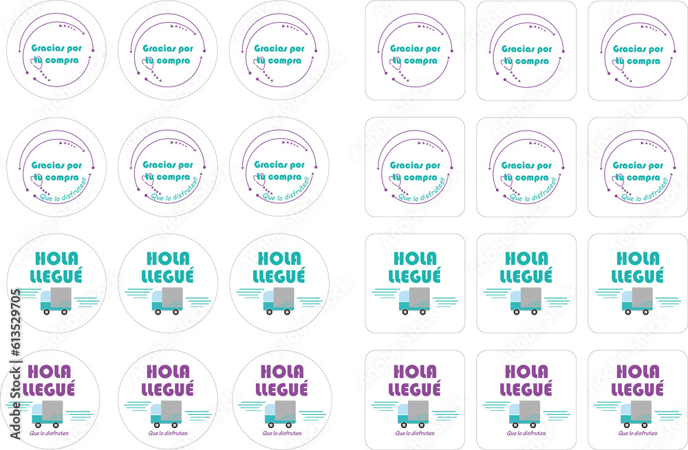 Pegatina para emprendedores. Hola LLegué. Gracias por tu compra. Etiquetas Pegatina para emprendedores. Hola LLegué. Gracias por tu compra. Etiquetas