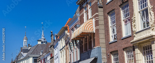 Panorama of old houses in the center of Kampen, Netherlands