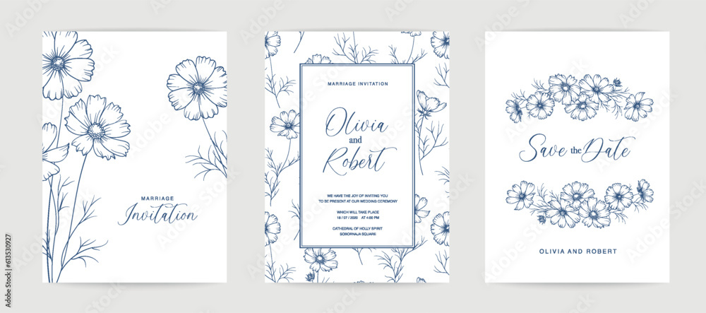 Marriage design template with custom names in frame with floral. Vector illustration. Marriage design template with custom names in frame with floral. Vector illustration.