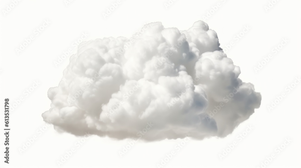 White clouds isolated on white background. Generative AI White clouds isolated on white background. Generative AI