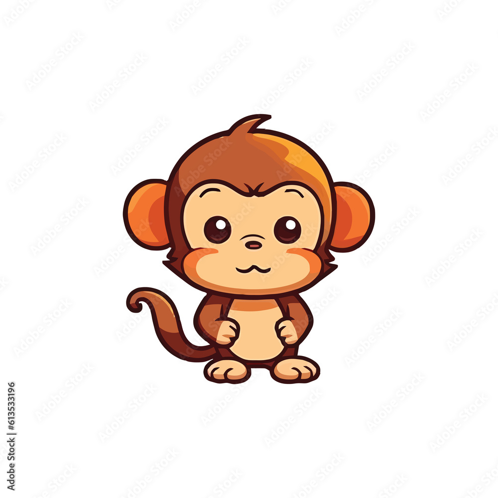Fototapeta premium Captivating Ape: Cute 2D Character Design