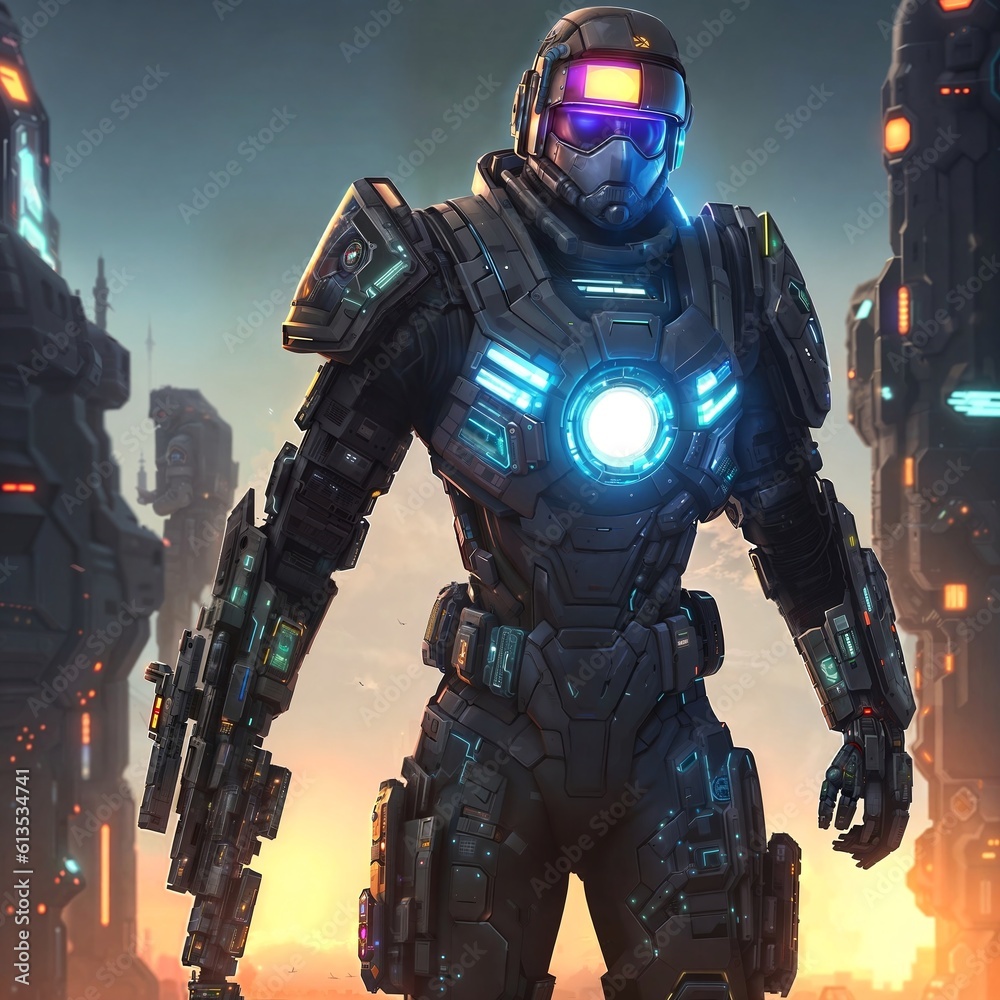 futuristic of future soldier army in armor suit at modern world, generative AI futuristic of future soldier army in armor suit at modern world, generative AI