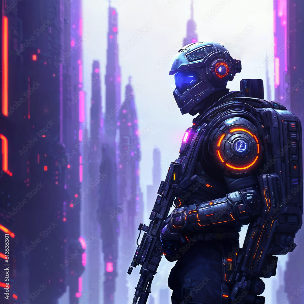 futuristic of future soldier army in armor suit at modern world, generative AI futuristic of future soldier army in armor suit at modern world, generative AI