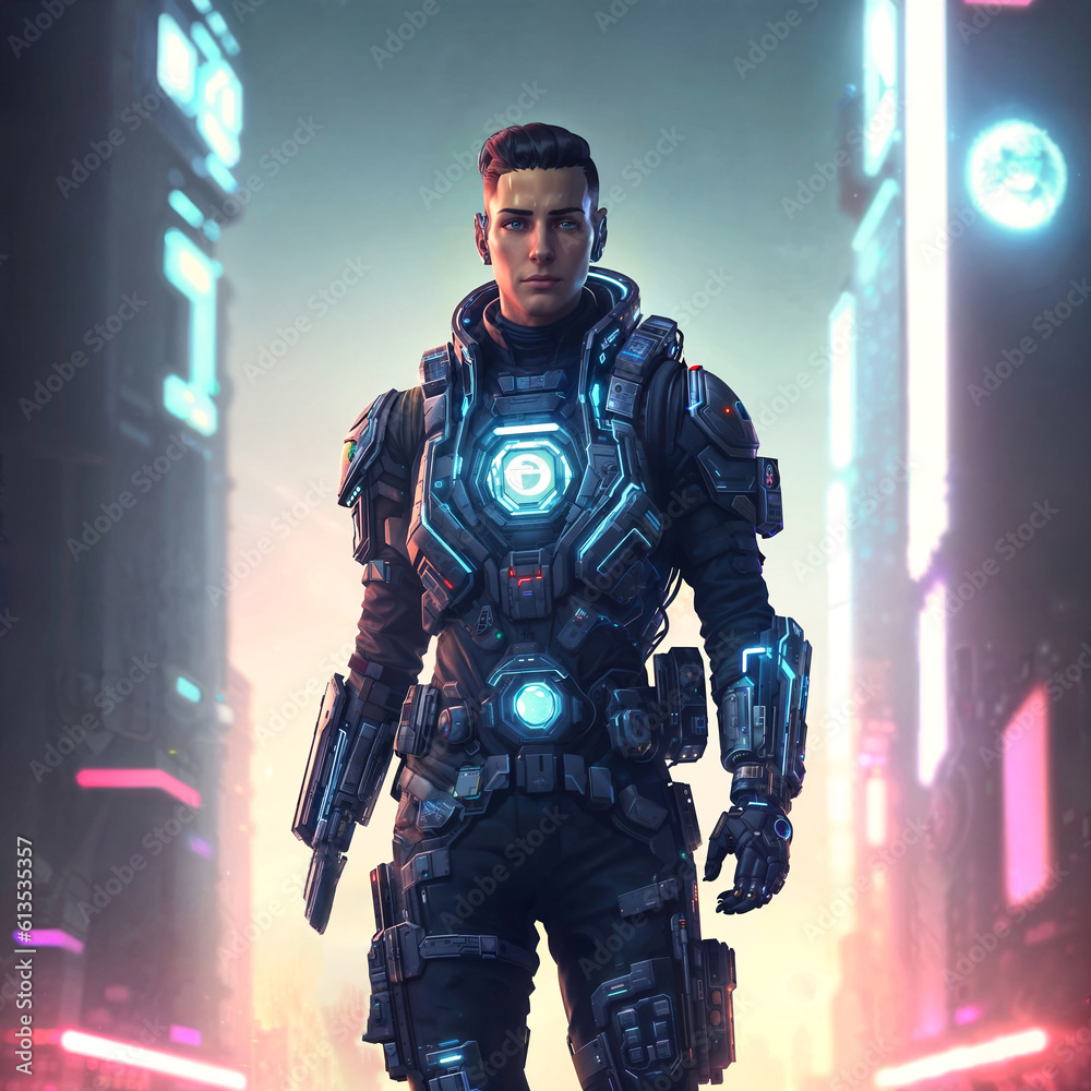futuristic of future soldier army in armor suit at modern world, generative AI futuristic of future soldier army in armor suit at modern world, generative AI
