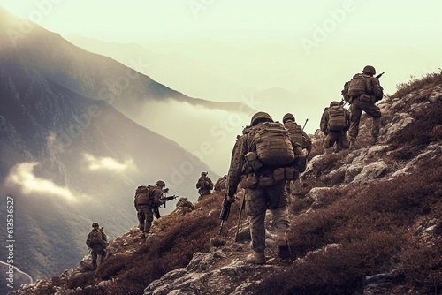 US marines in the mountains during the military operation photo