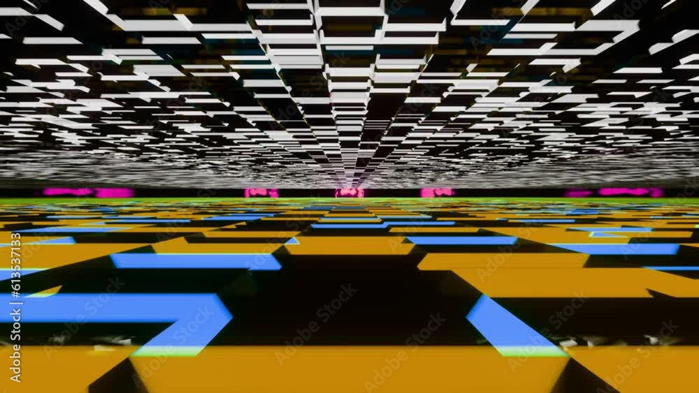 Vj loop abstract sci fi neon light yellow blue background. Animation ...