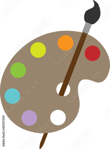 Vector illustration of paints and brush in cartoon style