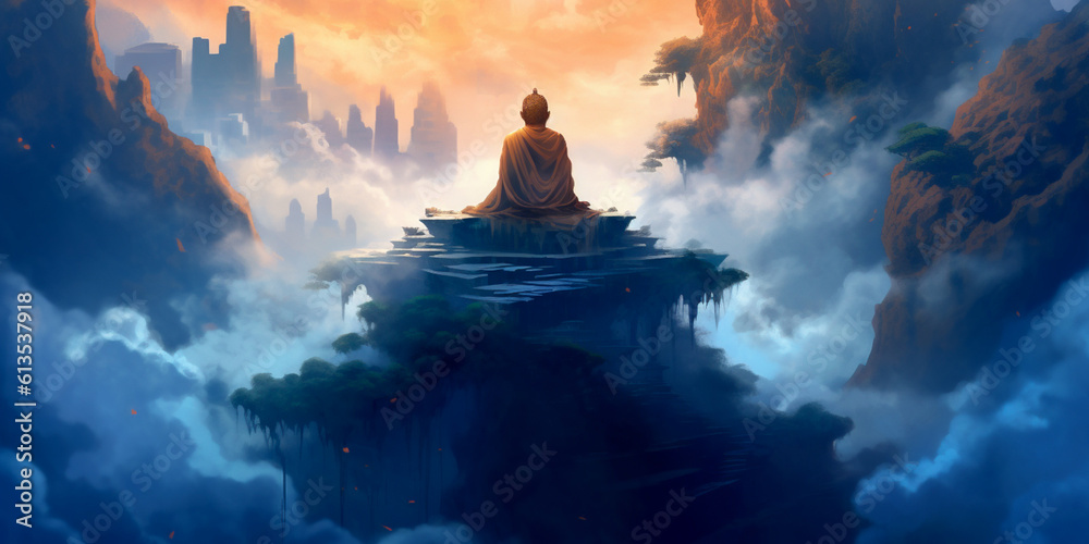 Meditation and spirituality background banner or wallpaper, concept of enlightenment and buddhism Meditation and spirituality background banner or wallpaper, concept of enlightenment and buddhism