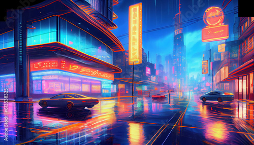 Generative AI night city street