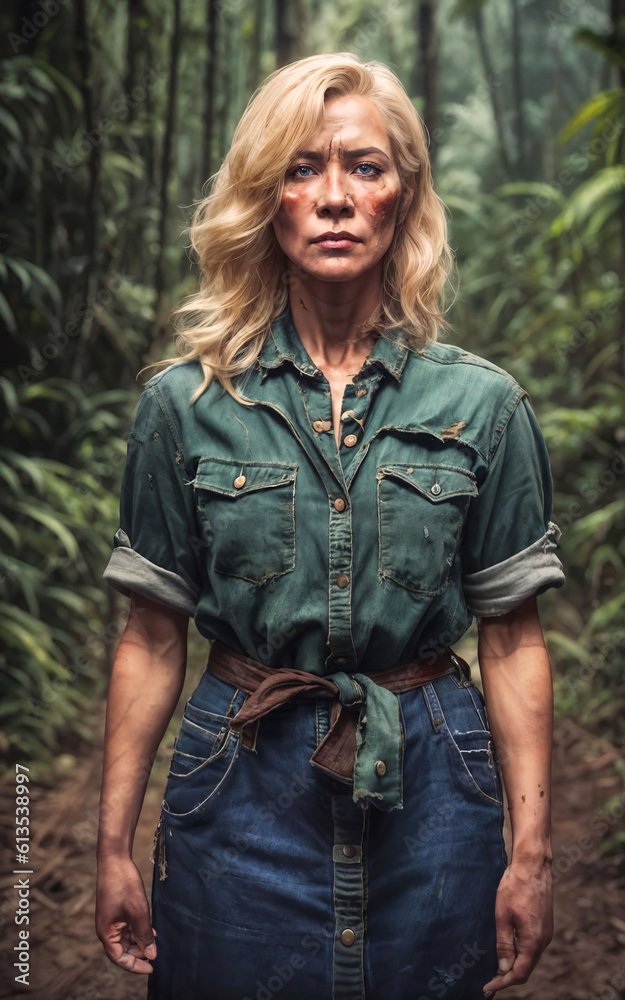 photo of missing beautiful woman survive lost in jungle, generative AI photo of missing beautiful woman survive lost in jungle, generative AI